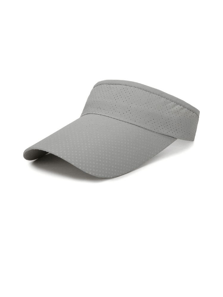 Gray adjustable visor hat with breathable air holes, ideal for sun protection and outdoor activities during spring and summer.